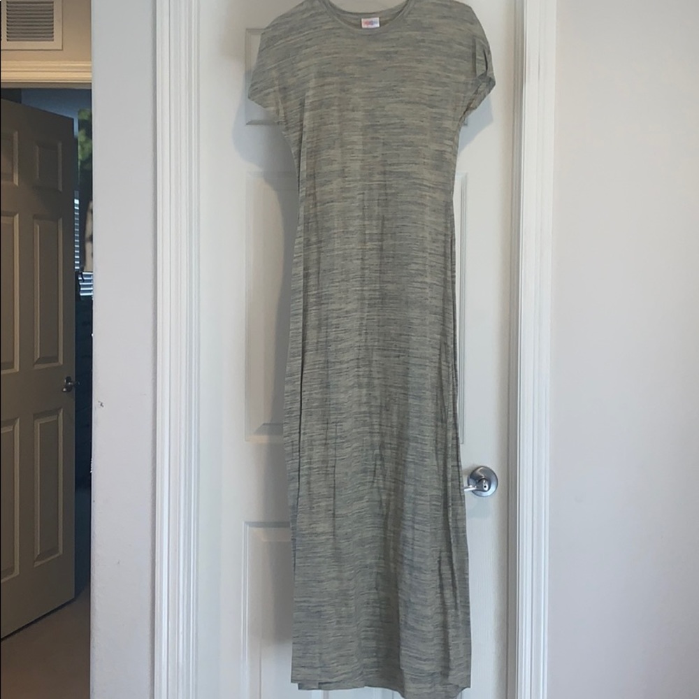 Lularoe Heathered cream/gray/black maxi dress